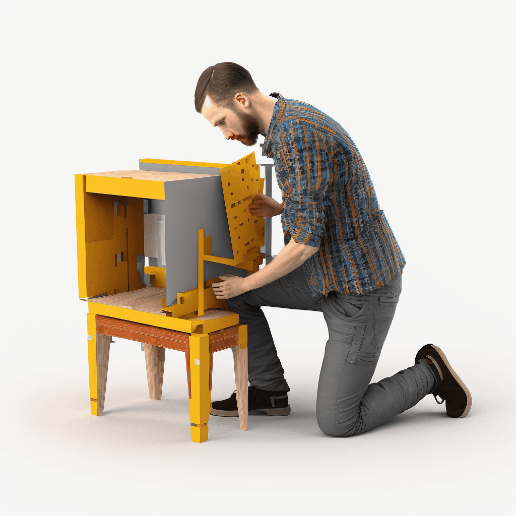 illustration d'un homme en train de monter un meuble